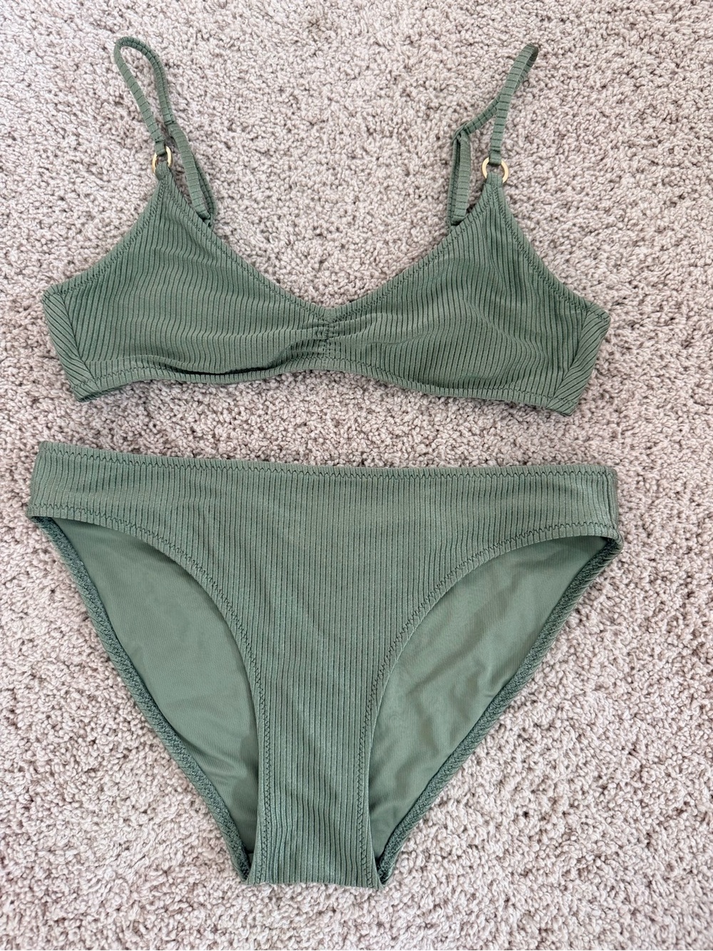 aerie Ribbed Bikini Bottom in Sage Green